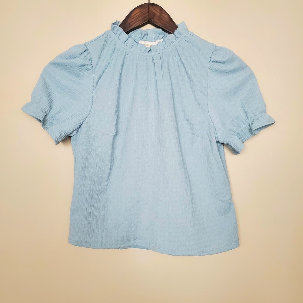 NWT Monteau Sky Blue Ruffle Smocked Crop Top